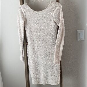 Jennifer Lopez Cream Long Sleeve Dress